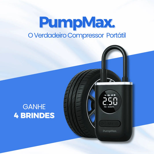 Compressor de Ar Portátil PumpMax + 4 BRINDES EXCLUSIVOS + FRETE GRÁTIS